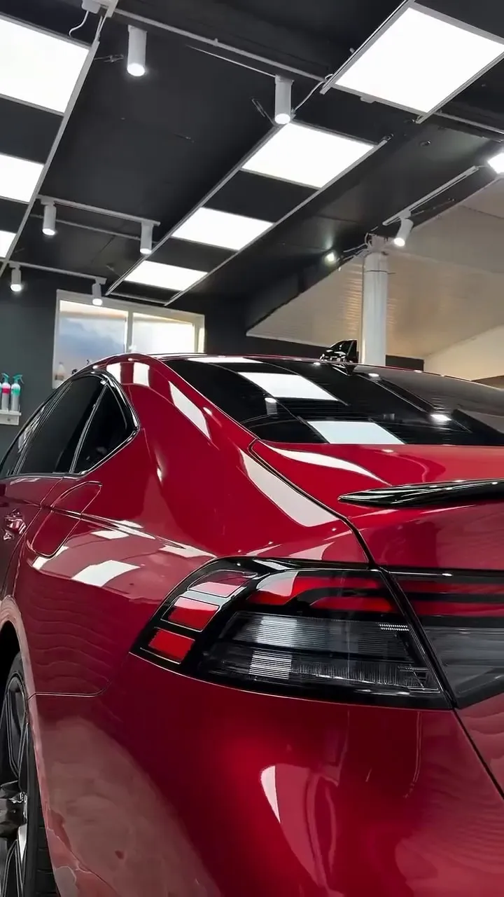 Mirror-like paint reflections on a Honda after paint correction and ceramic coating, San Diego