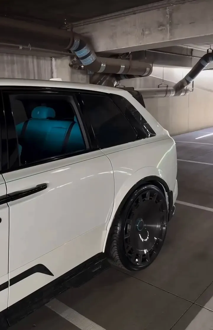 Rolls-Royce Cullinan after mobile detailing, rear three-quarter view